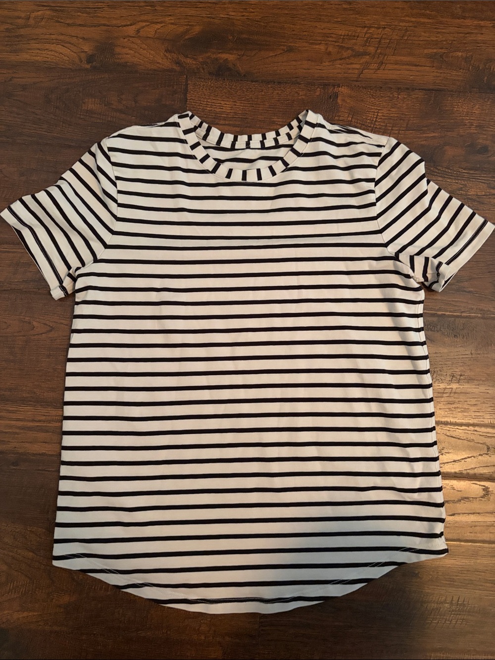 lululemon athletica Black and White Striped Short Sleeve Tee